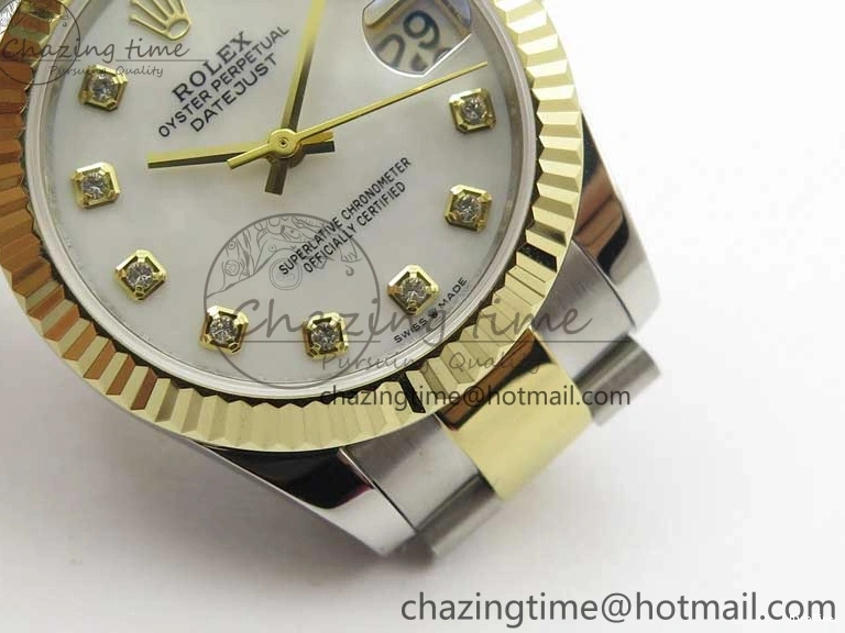 MiroTime 0520 ModernLook Datejust 31mm 278273 SS YG BP Maker Best Edition White MOP Diamonds Dial on SS YG Oyster Bracelet 2723